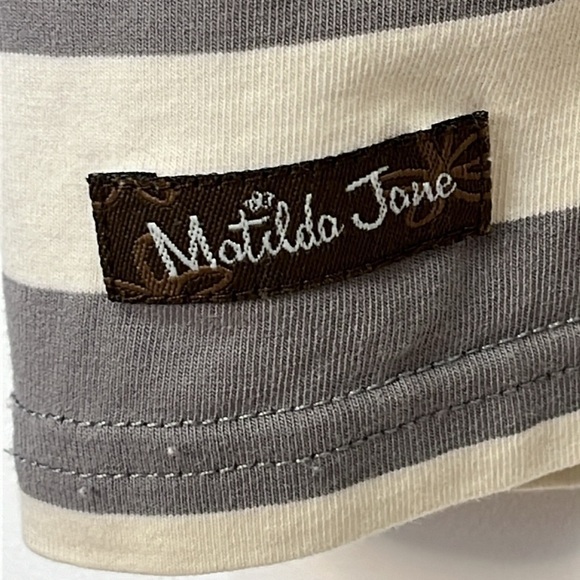 Matilda Jane Wide Gray and White Striped Top Women's Long Sleeve 90s Y2K - Picture 6 of 16